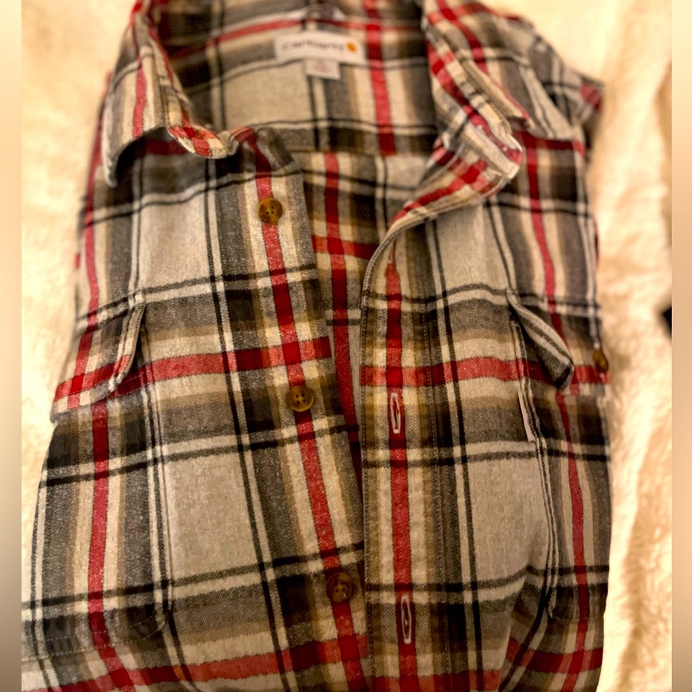 Carhartt Flannel Shirt XL Red Plaid Original Fit Heavy Long Sleeve Outdoor